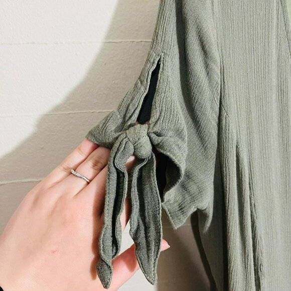 Lulu's Kiss and Pastel Olive Green Wrap Dress Mini SZ M - Picture 5 of 10